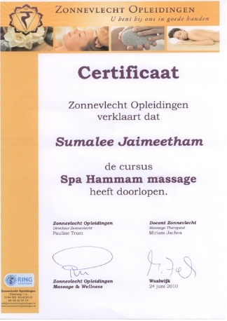 Diploma Hammam Massage Mandarin Spa Nijmegen Uden